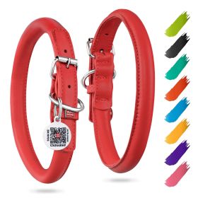Ultra Soft Rolled Leather Dog Collar for Small Dogs 8 - 10 inch Neck Soft Padded Dog Collars for Medium Dogs Puppy Collars for Large Breed Dogs M
