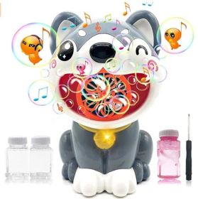 Bubble machine portable bubble machine for boys and girls; 1000+ bubbles per minute; music and light dog-shaped automatic bubble machine toy suit