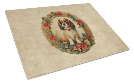 NEW English Toy Spaniel Christmas Flowers Glass Cutting Board Decorative Tempered Glass Kitchen Cutting and Serving Board Large Size Chopping Boa