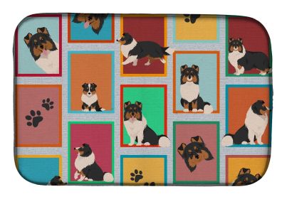 Lots of Tricolor Sheltie Dish Drying Mat Absorbent Dish Drying Mat Pad for Kitchen Counter Dish Drainer Mat for Countertop, 14 x 21", Multicolor
