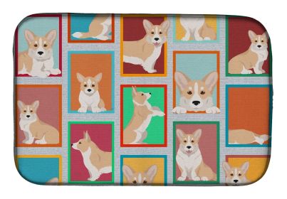 Lots of Fawn Cardigan Corgi Dish Drying Mat Absorbent Dish Drying Mat Pad for Kitchen Counter Dish Drainer Mat for Countertop, 14 x 21", Multicol