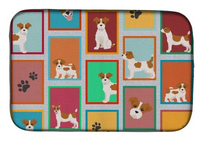 Lots of Red and White Jack Russell Terrier Dish Drying Mat Absorbent Dish Drying Mat Pad for Kitchen Counter Dish Drainer Mat for Countertop, 14
